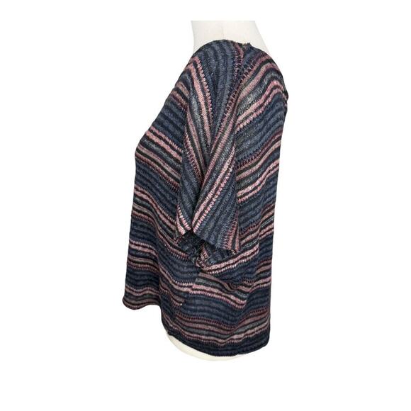 American Eagle Women's Striped Crop Top Multicolor Size Medium Keyhole Knit - Picture 2 of 7